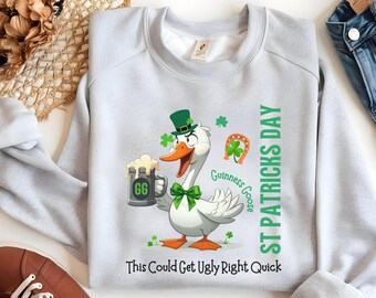 Sudadera divertida con diseño de ganso Guinness para el Día de San Patricio, camiseta irlandesa para beber