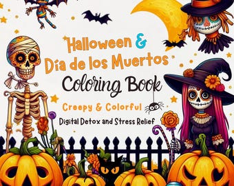 Halloween and Day of the Dead Coloring Pages for Kids (Digital Download)
