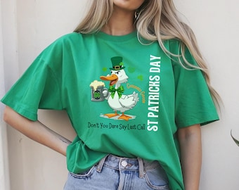 St Patricks Day Silly Goose Graphic Tee, Lucky Irish-tröja