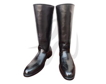 Men's Leather Horse Riding Boots | Handmade Leather Sole Equestrian Boots | Knee High Horseback Tall Riding Shoes | Vintage Riding Boots