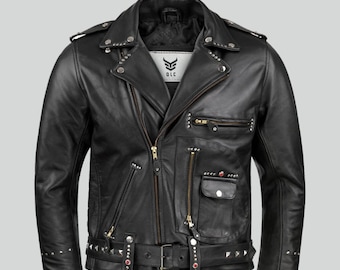 Chaqueta de cuero Thunder Bikers muy exclusiva y poco común para hombre