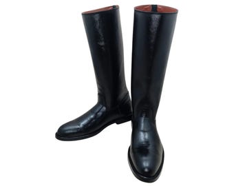 Elegant Knee-High Premium Leather Boots | Men&#39;s Black Horse Riding Boots | Horse Riding Boots | High Riding Styled Boots Full Zipper