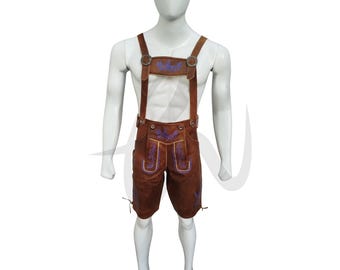 Men's lederhosen German Lederhosen Costume | Vintage Traditional Knee Length Lederhosen Leather Halloween Costume | True German Fashion