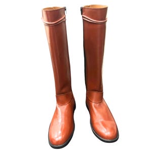 Knee-High Leather Equestrian Boots | Men Brown Horse Riding Boots | Tall Riding Footwear | Brown Leather Boots