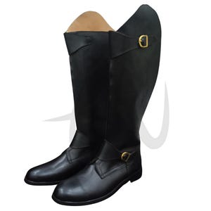 Handmade Military Officer Leather Long Boot | Premium Leather Tall Riding Boots | Riding Equestrian Shoes | Officer Professional Tall Boots
