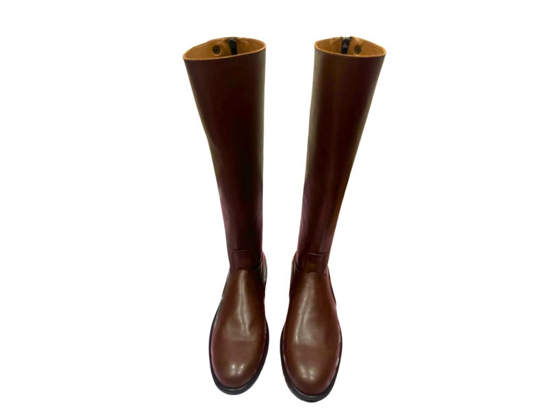 Leather British Officer Tall Knee Boots | Brown Handmade Leather Horse ...