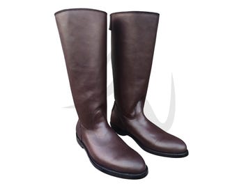 Men Brown Horse Riding Boots | Handmade German Officer Leather Long Boot | Horse Riding Long Boots | Military Boot |Long Boot | Officer Boot