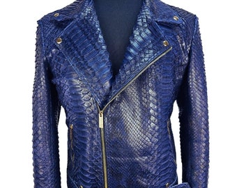 Men's Navy Blue Python Jacket