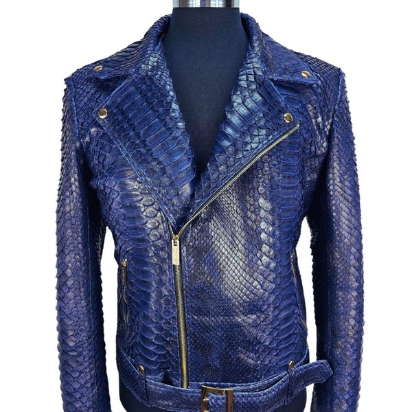 Men's Navy Blue Python Jacket