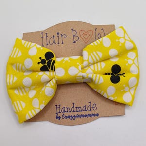 Hair Bow Handmade Hair Clip Bee Bumble Bee Hair Bow Fabric Bow