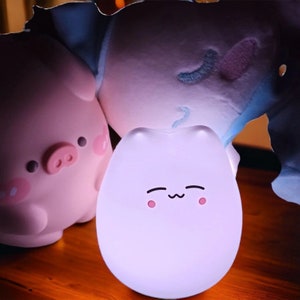 Schattige baby kat lamp nachtlampje kat led-bedlampje kat nachtlampje 7 kleuren cartoon kat lamp