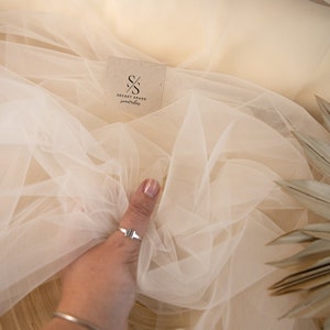 NEW! Cream Soft Matte Bridal Italian Tulle Fabric by the Yard, Softest Stretch Wedding Tulle Mesh, Tulle for Wedding Dress & Decor |&quot;Clouds&quot;