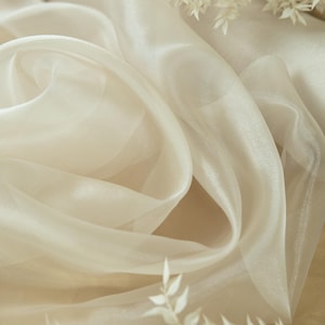 Vanilla Sheer Crystal Organza Fabric by the Yard, One Day Shipping Shiny Organza with Sparkle Shine for Dance Costumes, Crafts DIY | Glimmer