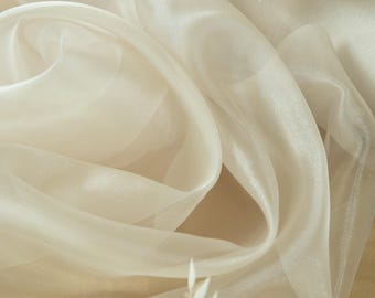 Vanilla Sheer Crystal Organza Fabric by the Yard, One Day Shipping Shiny Organza with Sparkle Shine for Dance Costumes, Crafts DIY | Glimmer