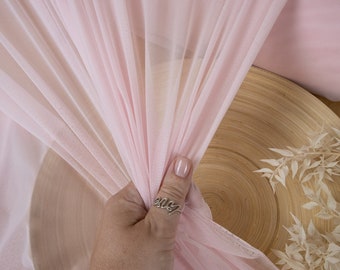 Baby Pink Mirage Power Mesh - 4-Way Stretch Nylon Mesh Fabric, Lightweight Sheer Skin Tone Spandex Mesh Fabric, Corsets & Swimwear Material
