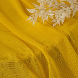 Mustard Mirage Power Mesh - High-Elastıc Ultra Fine Nylon Thin Power Mesh for Body Stocking, Dance Wear Fabric, Leggings And Tight Tops