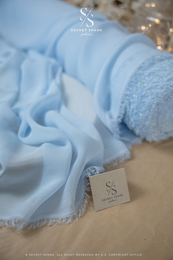 Powder Blue Chiffon, Pastel Soft Matte Fabric Quality Chiffon By the Yard, Airy Chiffon for Baby Shower, Negligees, Summer dresses | Aura