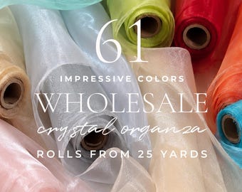 50% Wholesale Crystal Organza Fabric, B2B Sheer Twinkle Organza by Roll, Bulk Puffy Dress Fabric From 25 Yards | Glimmer