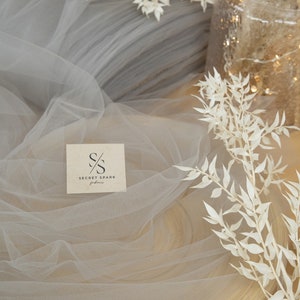 Spirit - 108&quot; / 274 cm Light Gray color Tulle Fabric, Extra Wide Grey Tulle Material, Long Wide Grey Mesh Fabric by the Yard, Bolt, Meter