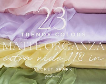 118in/3m Soft Matte Organza Fabric by the Yard, Extra Wide 118in Organza for Wedding Gown, Bridesmaid Dresses, Tablecloth, Decor | Serenity