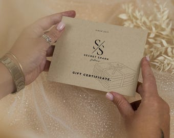 Sewing Gift Certificate for Seamstress Fashion Designer, Fabric Shop Gift Voucher for Tailor, Dressmaker & Crafter | Secret Spark Gift Card