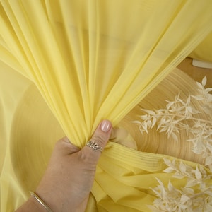 Soft Yellow Mirage Power Mesh - Lightweight Sheer Nylon Spandex Stretch Mesh Fabric for Underwear, Stockings, Dance, Corsets, Swim Wear