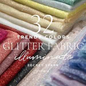 32 colors Glitter Tulle Fabric by the yard, Soft Mesh Glitter Material, Sparkle Shimmer Tulle Fabric for Wedding Dress, Decor | Illuminate