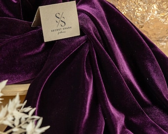 Blackberry Stretch Velvet – Soft 4-Way Velour with Elegant Flow and Dense Feel for Dresses, Costumes, Upholstery and Decor | Rich