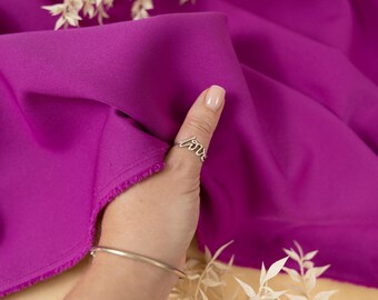 Purple Magenta Crepe Stretch Fabric for Statement Dresses, Tailored Suits, Heavyweight Draping Material for Fashion & Costume Design | Grace
