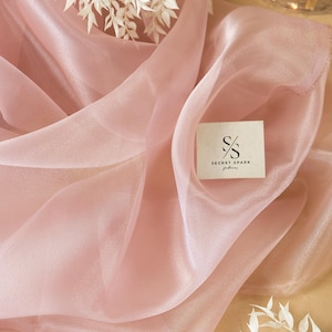 NEW Blush Shiny Transparent Organza Fabric by the Yard, Shiny Material for Wedding Dresses, Bridal Decor and Baby Shower DIY | Glimmer