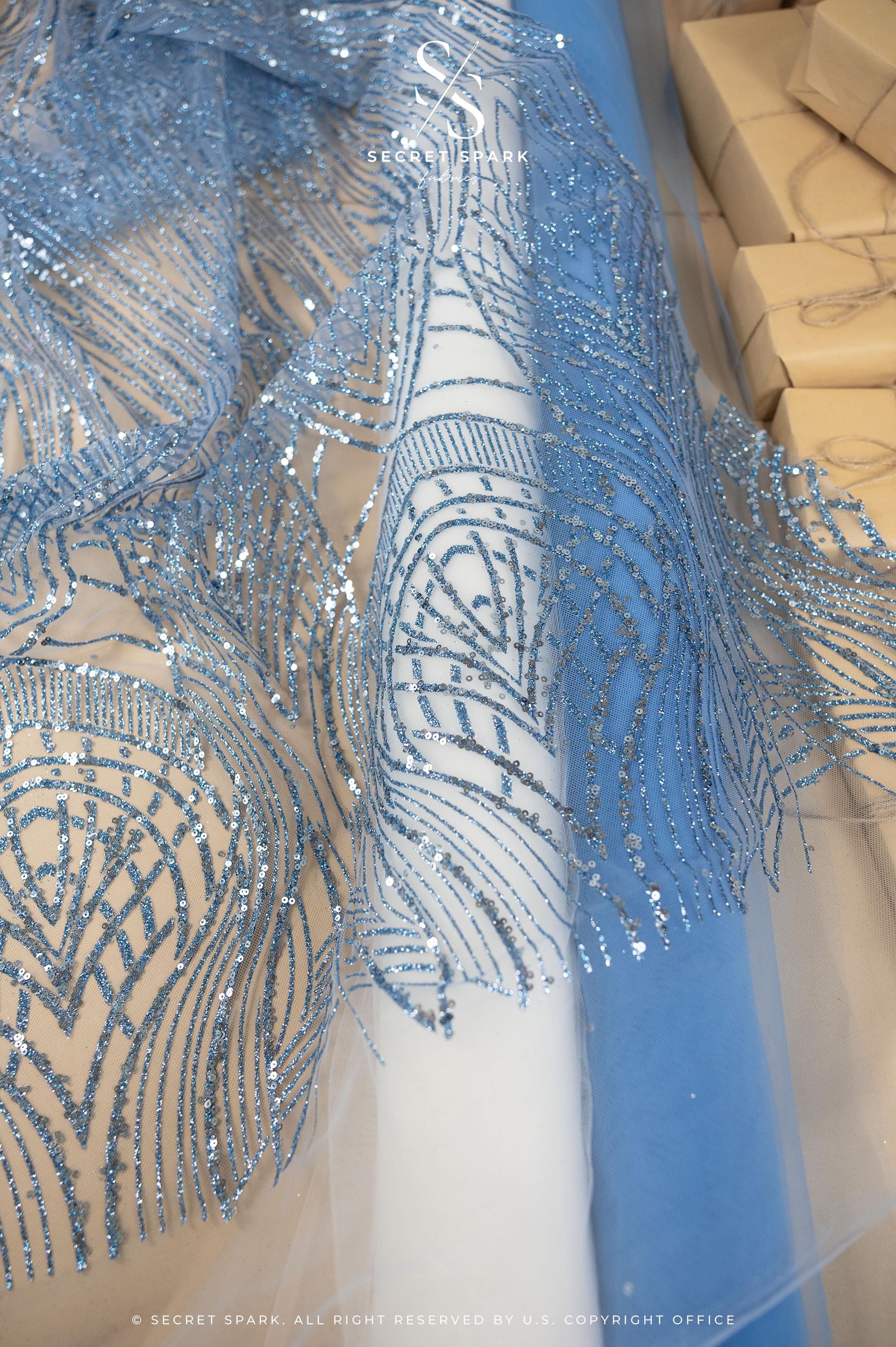 Pastel Blue Decoir Glitter Tulle by the Yard – Art Deco Glitter Mesh ...