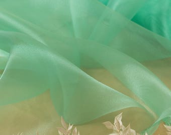 Aquamarine Sheer Crystal Organza Fabric by the Yard - 60" Wide, Solid Sheer Organza with Sparkle Shine for Fashion, Crafts DIY | Glimmer