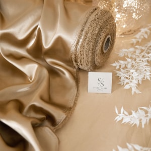 Coffee Soft Silky Satin Charmeuse Fabric 1 Way Stretch, Satin Material for Women’s Slips, Crafts, Ties, Handkerchiefs DIY | Iconic