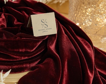 Wine Stretch Velvet Fabric by the Yard – Soft 4-Way Velour with Deep Color and Smooth Finish for Gowns, Medieval Costumes & Decor | Rich