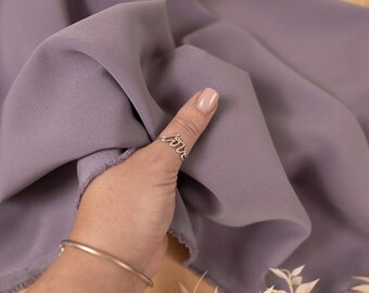 Pale Amethyst Crepe Stretch Fabric for Soft Dresses and Interior Accents, Heavy Twill Material for Draping, Tailoring, and Cushions | Grace