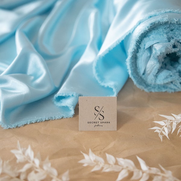 Baby Blue Soft Silky Satin Trendy One Way Stretch & Little Noble Sheen for Sewing Haute Couture, Event Tablecloths, Scrunchies | Iconic