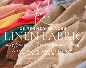 196 GSM 26 Earthy Colors 70% Linen Rayon Blend Fabric by the Yard, 55”W Medium Weight Linen Fabric for Shirts, Pants, Suits, Dresses | Raw