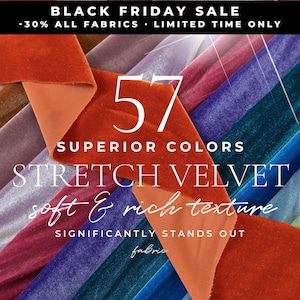 Tessuto in velluto elasticizzato anti-sfilacciamento da 57 colori, tagliato su misura, materiale in velluto peluche elasticizzato in 4 direzioni di alta qualità per abiti, abiti medievali, decorazioni / ricche