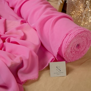 Chiffon rosa Sweetheart tagliato su misura, chiffon di alta qualità per abiti, camicette, sciarpe, tessuto in chiffon con bellissimi drappeggi, larghezza 59" / Aura