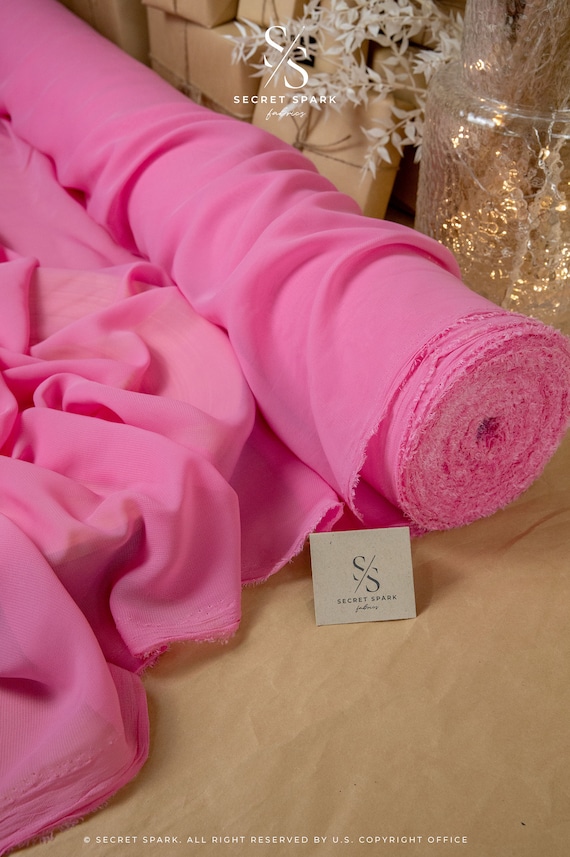 Sweetheart Pink Chiffon By the Yard, High Quality Chiffon for Dresses, Blouses, Scarfs, Chiffon Fabric with Beautiful Drapes 59” wide | Aura