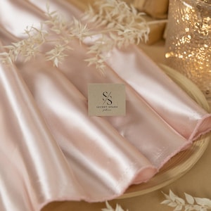 Light Pastel Pink Bridal Satin Fabric, Non-Stretch Shiny Satin Material for Bridesmaid Dresses, Baby Shower Decor, Curtains, Crafts | Amore