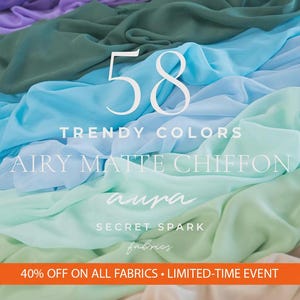 58 colors Soft & Matte Chiffon By the Yard, Chiffon Fabric for Bridal Dresses, Robes, Decor, Table Cloth, Hi Multi Chiffon for Sewing | Aura