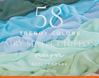 58 colors Soft & Matte Chiffon By the Yard, Chiffon Fabric for Bridal Dresses, Robes, Decor, Table Cloth, Hi Multi Chiffon for Sewing | Aura