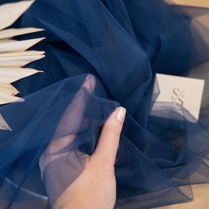 blue net fabric for dress Power Mesh Net 4 Way Stretch Sheer Fabric main image 0
