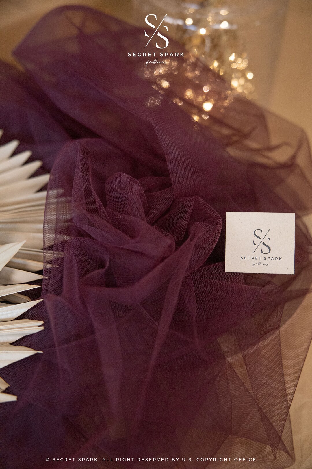 Blackcherry Tulle Airy Fabric by the Yard, Delicate and Matte Tulle Net ...