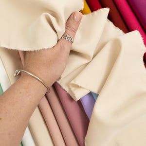Twill Crepe Fabric by the yard for Tailored Dresses, Suits – Heavy Matte Form-Fitting Elastic Crepe Material for Stagewear, Gowns | Grace
