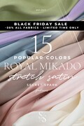 Royal Mikado Matte Stretch Satin Fabric by the Yard, Dense Twill Mikado Structure, Textured Satin Material for Wedding Dresses & Costumes