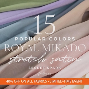 Royal Mikado Matte Stretch Satin Fabric by the Yard, Dense Twill Mikado Structure, Textured Satin Material for Wedding Dresses & Costumes