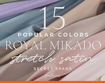 Royal Mikado Matte Stretch Satin Fabric by the Yard, Dense Twill Mikado Structure, Textured Satin Material for Wedding Dresses & Costumes