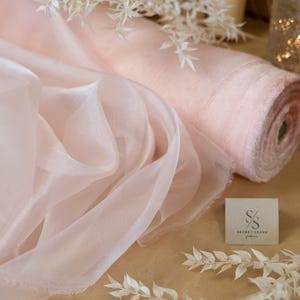 Rose Shadow Shiny Transparent Organza Fabric by the Yard, Shiny Material for Wedding dresses, Bridal Decor and Baby Shower DIY | Glimmer
